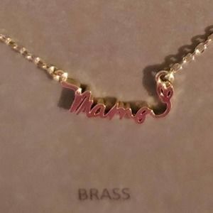 "Mama" Cursive Necklace Goldtone Minimalist